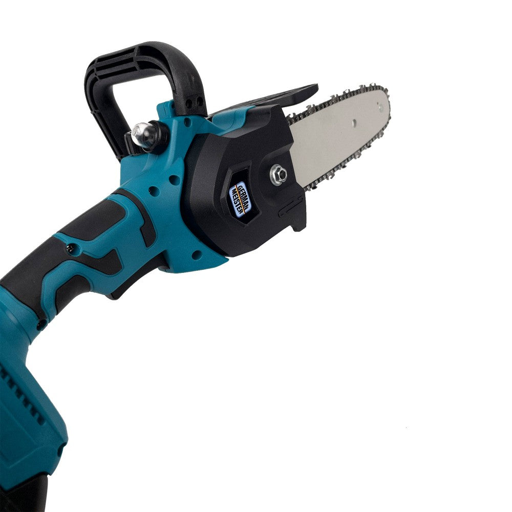 Drujbă electric portabil – 48V, lamă 15 cm, 2 acumulatori + 2 lanțuri incluse