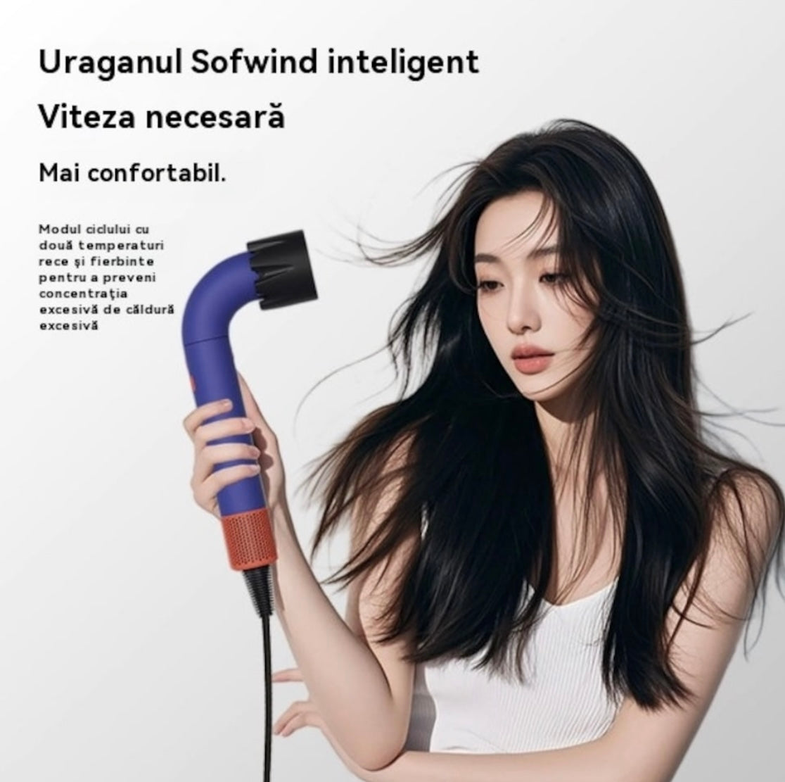 Uscător de păr ultra-puternic, 120.000 RPM, 3 trepte de viteză, cu ioni negativi, aer rece/cald