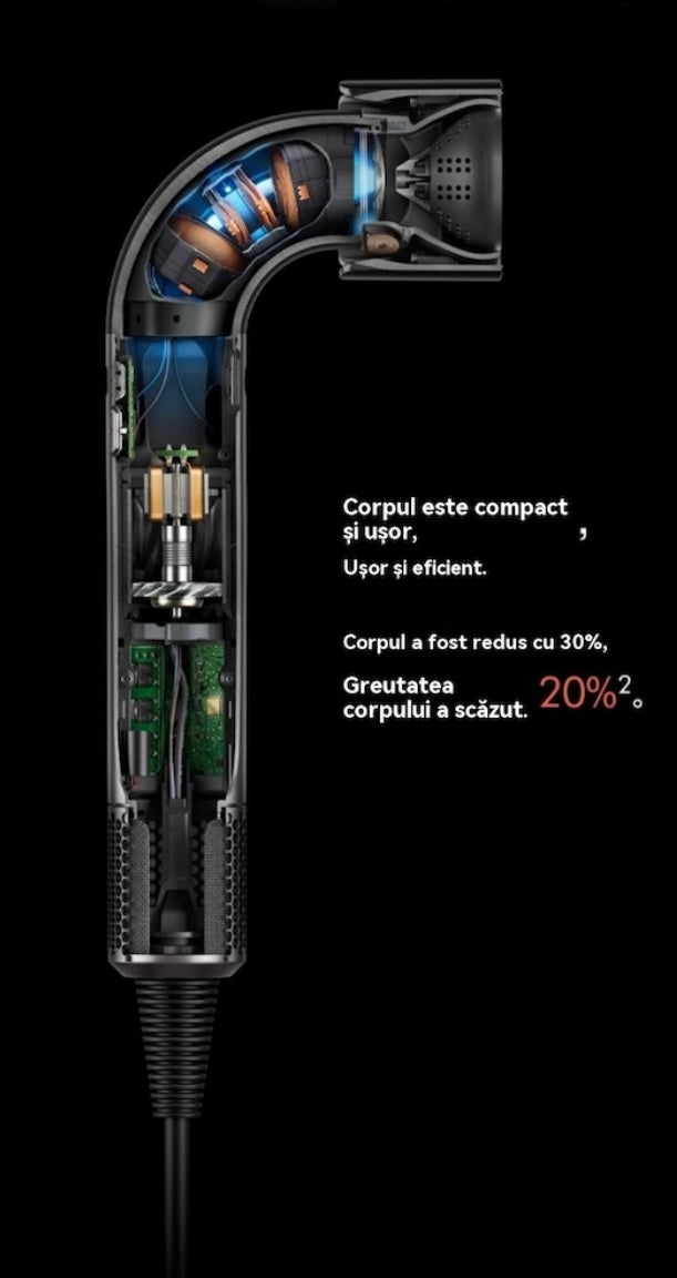 Uscător de păr ultra-puternic, 120.000 RPM, 3 trepte de viteză, cu ioni negativi, aer rece/cald