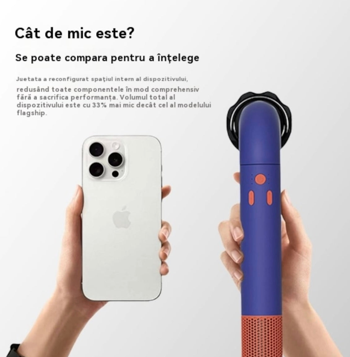 Uscător de păr ultra-puternic, 120.000 RPM, 3 trepte de viteză, cu ioni negativi, aer rece/cald