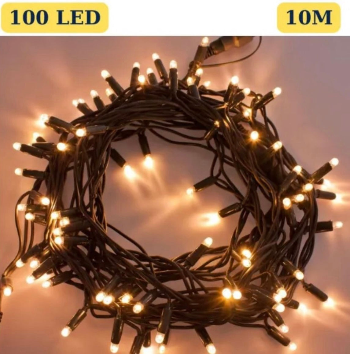 Brad Artificial 180 cm cu Suport Metalic + Instalație cu 100 de LED-uri – 10 metri